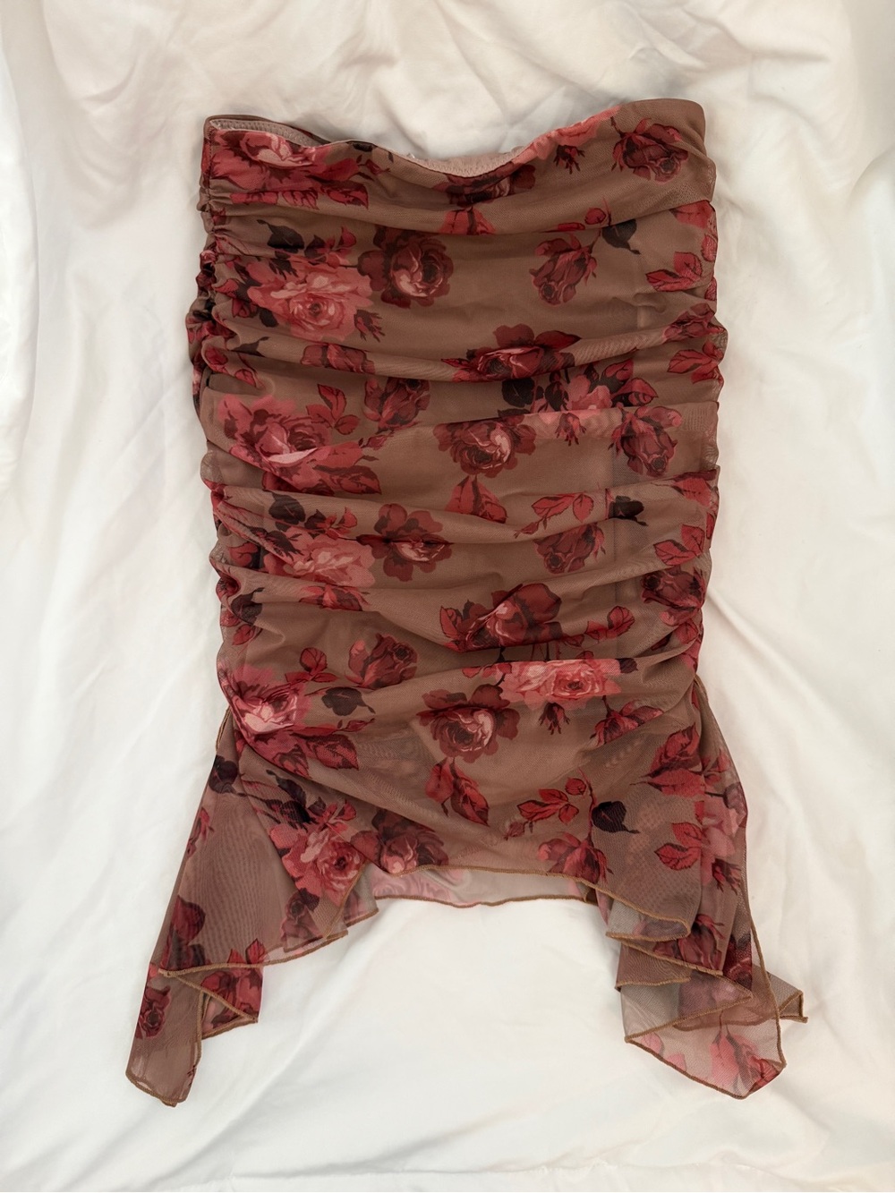 Oh Polly Floral Tie-Front Top with Ruffle Frill Skirt - Picture 3 of 5
